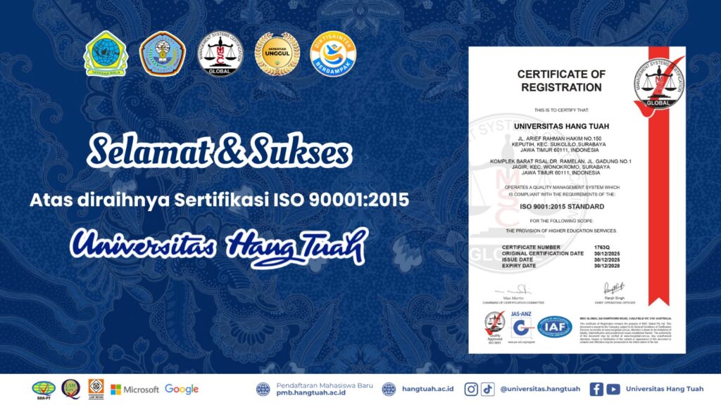 Komitmen Mutu Berkelanjutan, Universitas Hang Tuah Kantongi ISO 9001:2015